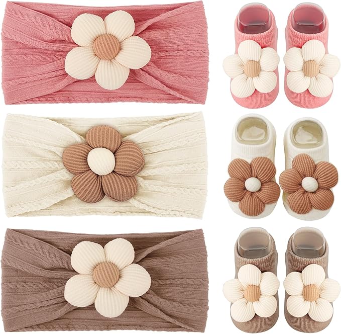 AQOKKA Baby Flower Headbands Nylon Baby Girl Headbands Soft Handmade Hairbands Toddler Hair Accessories for Girls