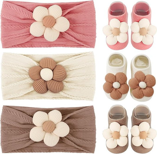 AQOKKA Baby Flower Headbands Nylon Baby Girl Headbands Soft Handmade Hairbands Toddler Hair Accessories for Girls