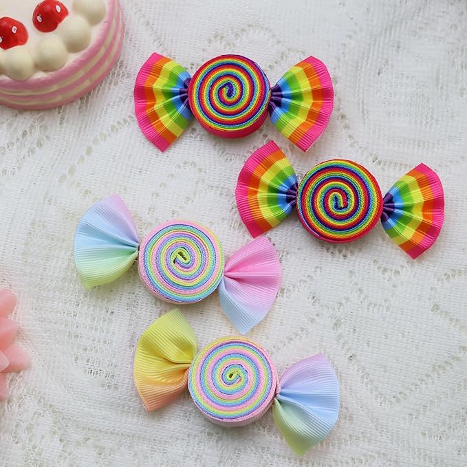 Valentines Pink Candy Rainbow Hair Bows Clips Valentine's Day Alligator Hair Clips Hairpins Hair Accessories for Teens Gift