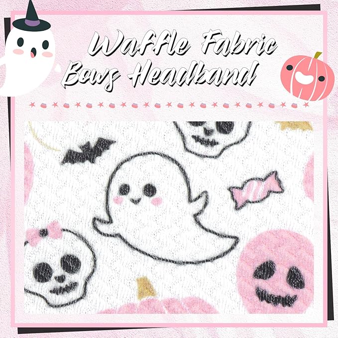 YanJie Halloween Baby Headbands Bow Ghost Hair Bow Baby Pink Halloween Bow baby White Halloween Bows Newborn Bows Infant Halloween Hair Accessorie