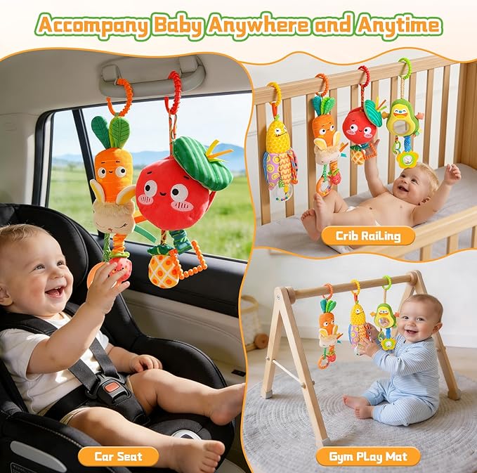 Baby Toys for 0 3 6 9 12 Months, Baby Hanging Toys, Car Seat Stroller Crib Gym Baby Rattle Toys with Teether for Newborn Infants Baby Boys Girls Gifts