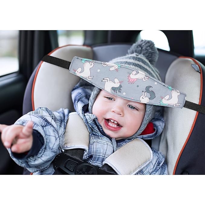 HESTYA 2 Pcs Carseat Head Support Toddler, Stroller Seat Headrest for Sleeping Traveling, Neck Relief Headband Strap for Kids Children Toddler Infant(Unicorn)