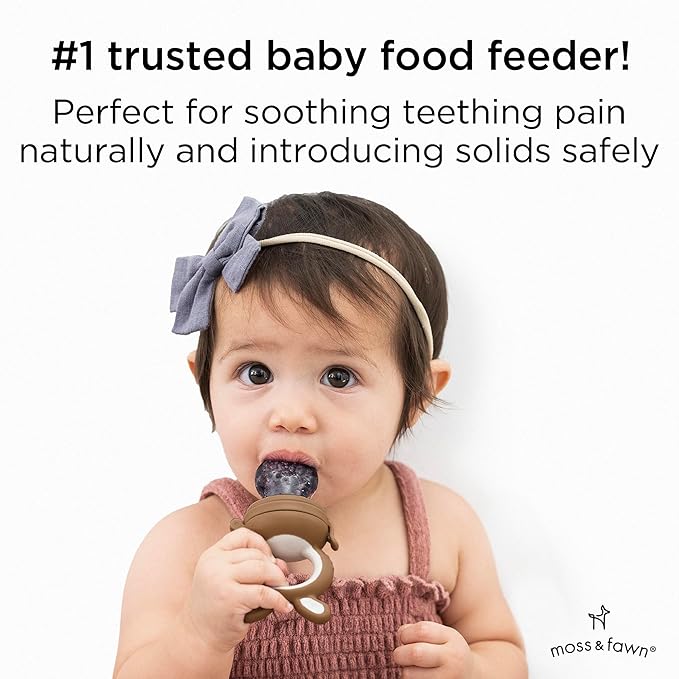 Moss and Fawn Forage Feeder - Baby Fruit Feeder, Frozen Breast Milk Popsicle Teether & Pacifier - BPA, PVC & Phthalate-Free - Foliage
