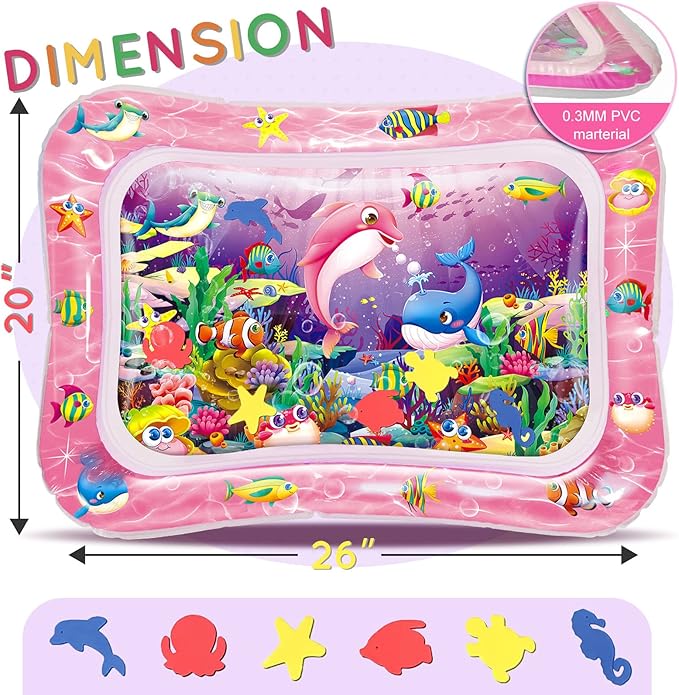 Infinno Tummy Time Water Mat for Babies, Baby Toys for 3 6 9 Months Girls and Boys Sensory Development, Great Gift Idea for Newborns