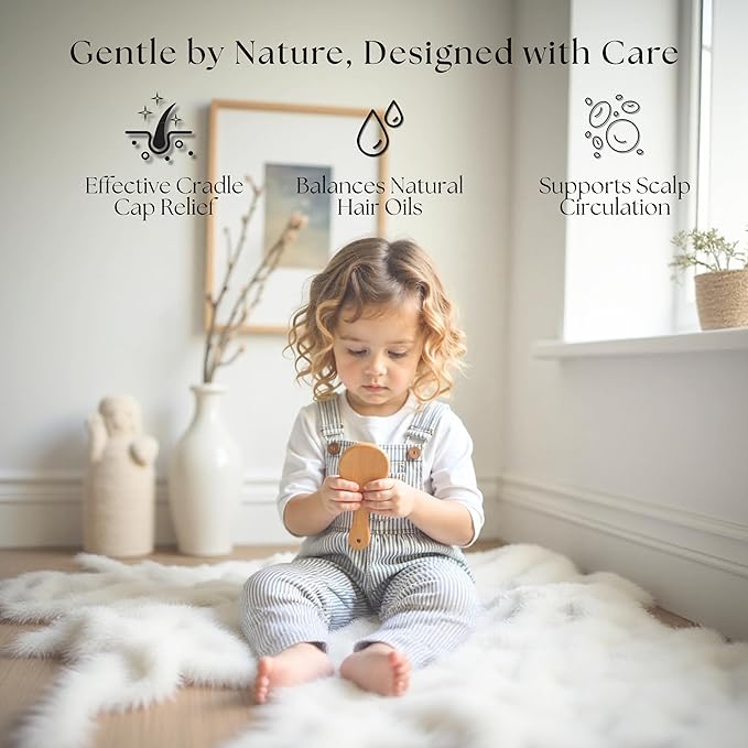 Bamboo Baby Brush & Comb Set – Newborn Grooming Kit with Soft Goat Hair Brush & Wooden Comb – Gentle Baby Care Essentials for Cradle Cap & Baby Shower Gifts