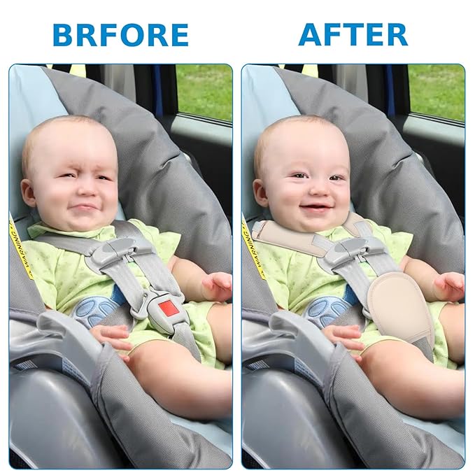 Accmor Car Seat Strap Pads Set for Baby Toddler Kids, Car Seat Strap Covers with Hip Support, Super Soft Seat Belt Covers Fits for All Car Seats, Pushchair, High Chair, Stroller