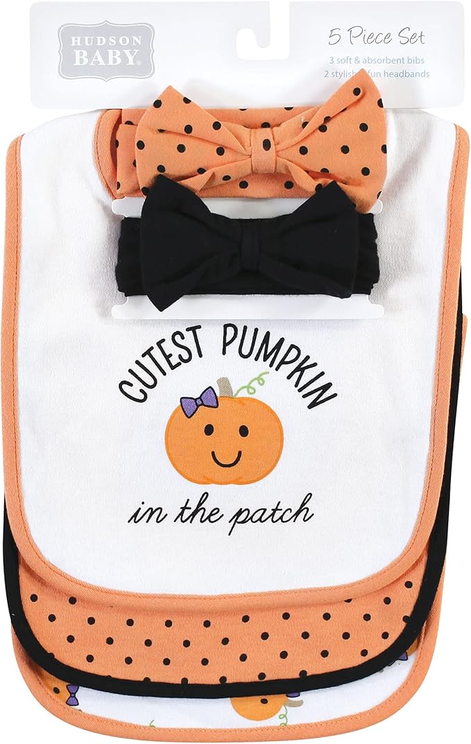 Hudson Baby Unisex Baby Cotton Bib and Headband Set