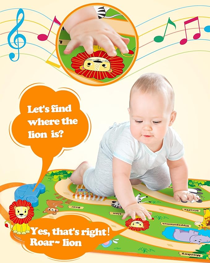 Helsort Baby Car Toys for 1 Year Old Boy with Musical Playmat, Animal Sounds and Pull Back Vehicles for Toddlers 1-3, Soft Baby Learning Toys 12-18 Months, 1st Birthday Gifts for One Year Olds