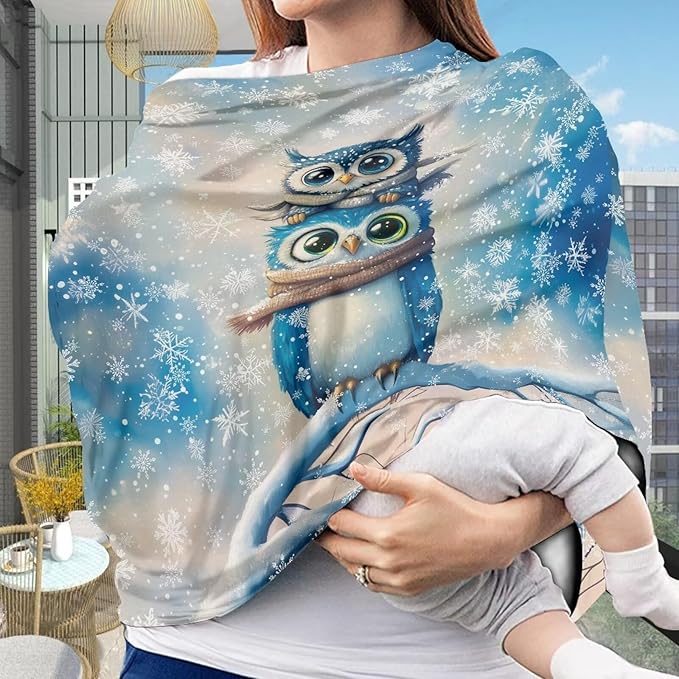 AFPANQZ Owl Nursing Cover Breastfeeding Scarf Baby Car Seat Covers for Boys Girls Infant Carseat Canopy Stretchy Soft Breathable Multi-Use
