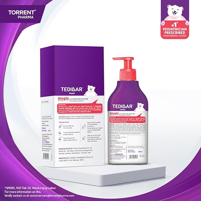 YMPIGOY Atogla Curatio Lotion for Baby, 400ml Intense Moisturizing Baby Lotion for All Skin Types, Protects Against Rashes & Prevents Skin Irritation for Soft and Healthy Skin