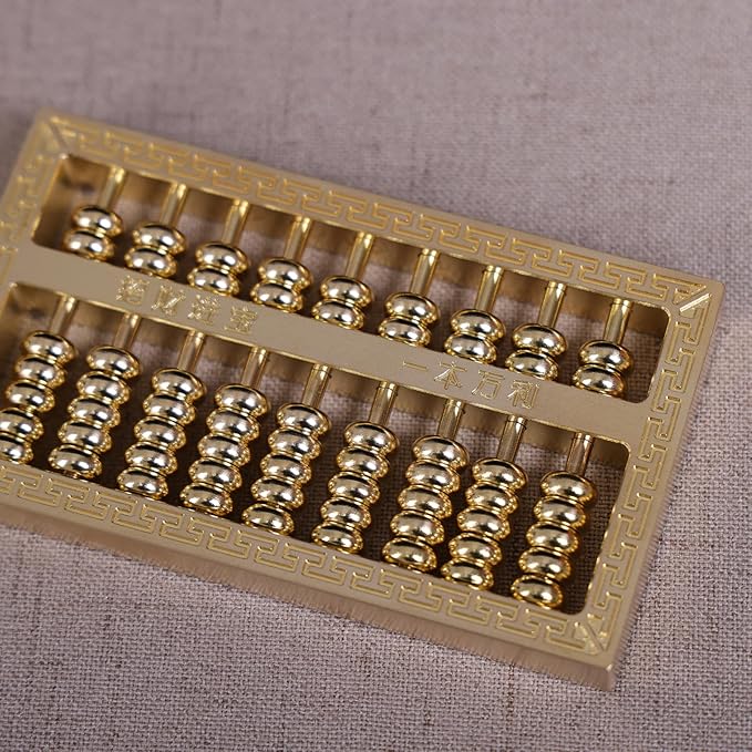 Brass Mini Abacus, Copper Decoration, Chinese Calculator Math Tool for Kids Adults, Gold (09-1)
