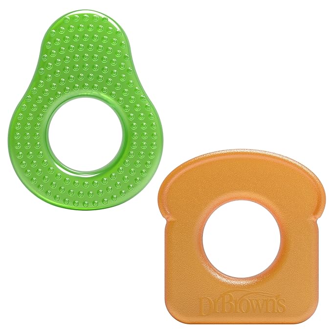 Dr. Brown's AquaCool Water-Filled Teether, Cooling Baby Teether Toy for Sore Gums, Avocado Toast Shapes, BPA-Free, 3m+, 2-Pack