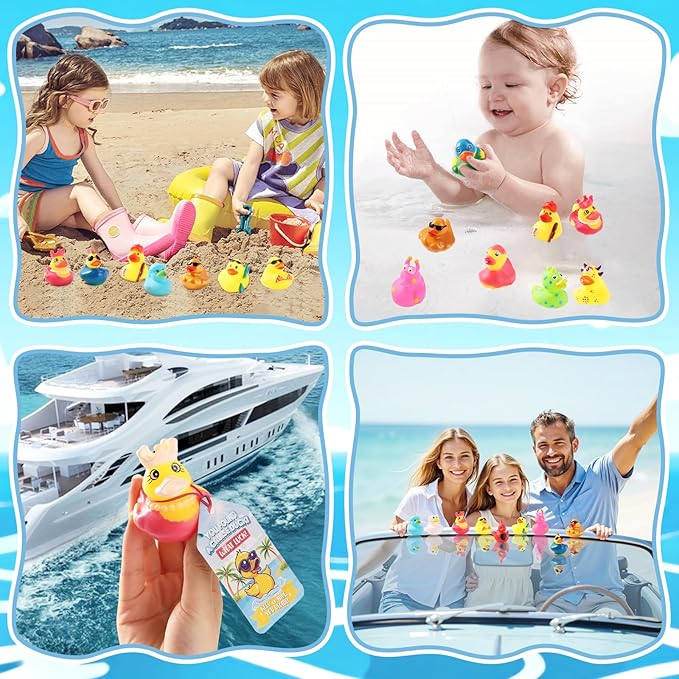 Cruise Rubber Ducks Hiding Kits Includes 15Pcs Rubber Duck 15 Cruising Ducks Tags 20 Rubbers Bands for Cruise Ship Duck Ducking Essentials