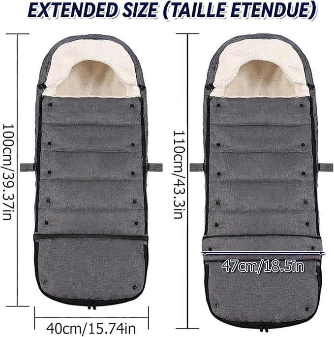 Baby Stroller Footmuff Winter - Universal, Expandable, Warm Infant/Toddler Cover, Cold-Weather Buggy Warmer, Stroller Bunting/Sleeping Bag, Waterproof Winter Cover, Stroller Accessories