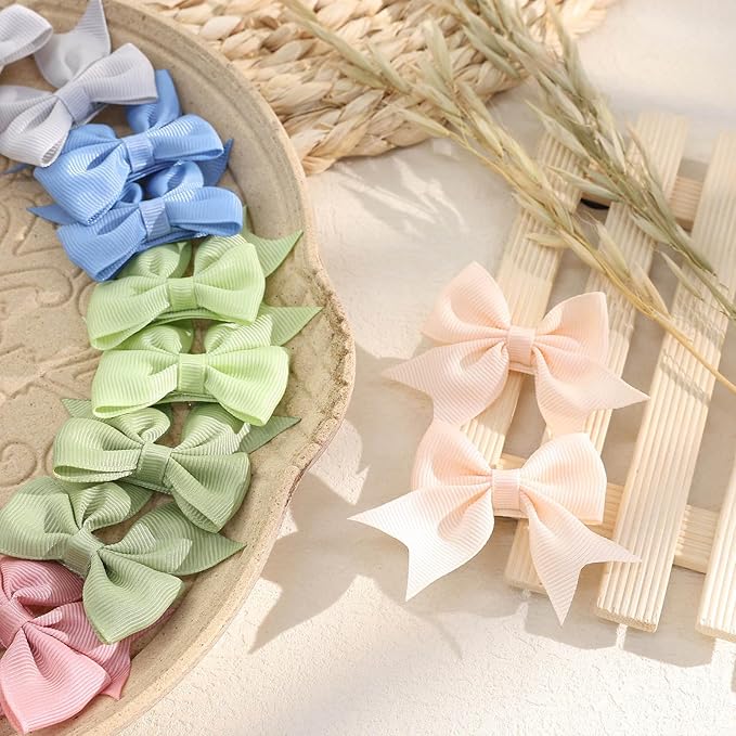 OAOLEER 24pcs 2inch Baby Hair Clips, Fully Lined Bows for Baby Girls, Toddlers & Infants, 12 Colors in Pairs, Unisex, Modern, Contemporary Style