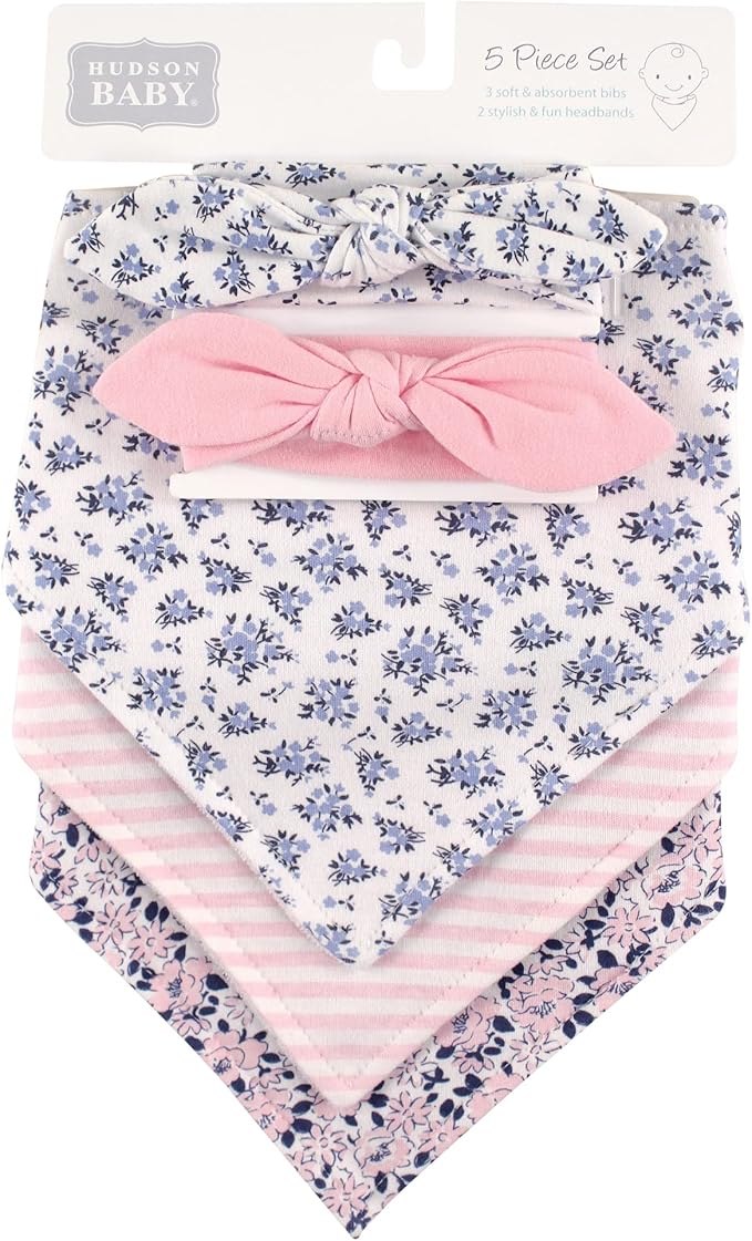 Hudson Baby Unisex Baby Cotton Bib and Headband Set