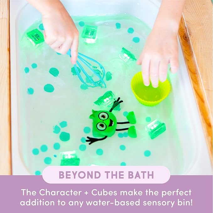 New Glo Pals Pippa Water-Activated Bath Toy with 6 Reusable Light-Up Cubes for Sensory Play