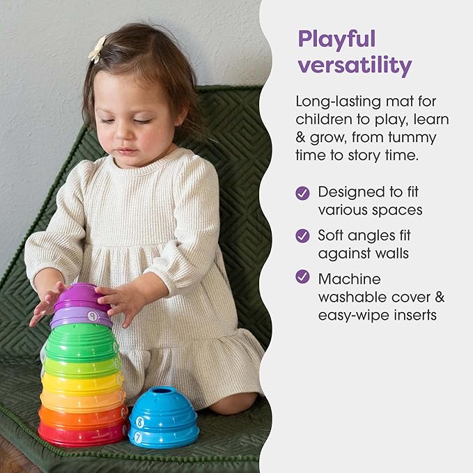 Boppy Baby Play Mat - Flat-Folding Foam Baby & Toddler Play Mat for Tummy Time and Kids Play Time, Firm, Non-Skid, Durable with Machine Washable Cover - Moss