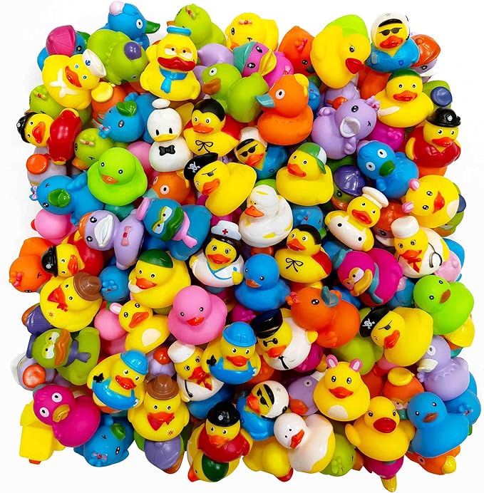 Arttyma Rubber Ducks in Bulk,Assortment Duckies for Jeep Ducking Floater Duck Bath Toys Party Favors (100-Pack)