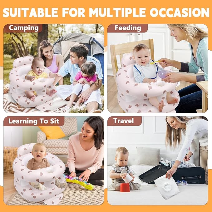Inflatable Baby Seat for Babies 3 Months & Up, Inflatable Baby Support Seat for Sitting Up, Toddler Baby Floor Chair with Built in Air Pump, Upgrade Water Injection Function, More Stable (Color#01)