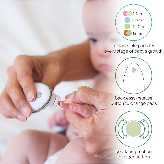 ZoLi Buzz B Electric Baby Nail Trimmer | ZoLi Baby Safe Nail File for Newborn Infant and up, Original Safety Electric Baby Nail File
