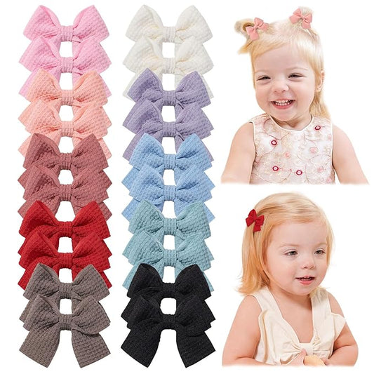 Jollybows 20pcs Baby Hair Clips Girls Bows 2" Mini Alligator Clip Toddler Pigtail Bow Fine Hair Clip Light color