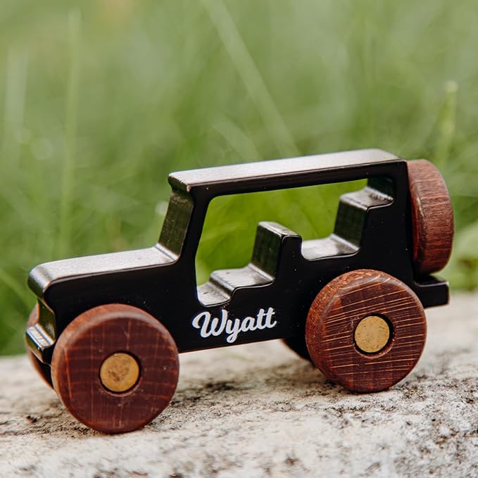 Personalized Baby Wooden Colored Toy Car, Educational Montessori Toy Car, Wooden Sensory Toy, Name Car, Birthday Gift for Boys and Girls, First 2nd 3rd Birthday