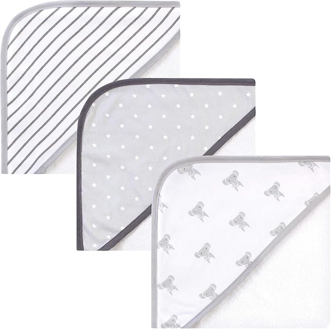Hudson Baby Unisex Baby Cotton Rich Hooded Towels, Modern Elephant, One Size