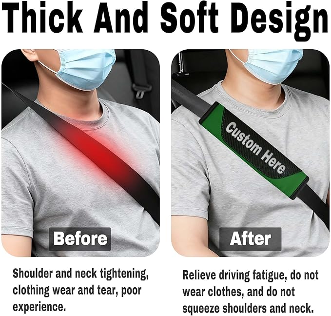 Custom Seat Belt Cover Pad - Personalized Carbon Fiber Seatbelt Shoulder Cushion, Auto Accessories for Cars Trucks SUVs