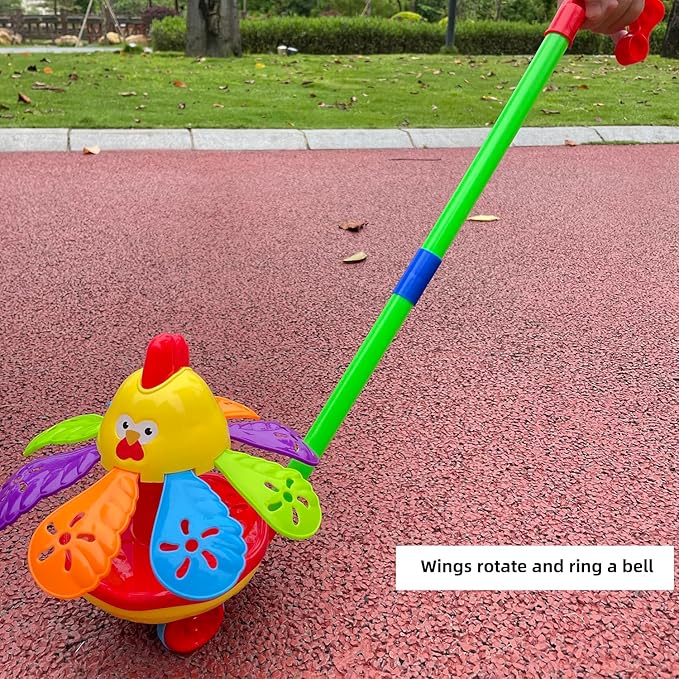 Toys car for Kids with Spinning Wings & Jingle Bell - Educational Fun for Christmas, Halloween, Thanksgiving, Birthday Gifts, Rooster Toys - Toddler Push Toys(Color Random)