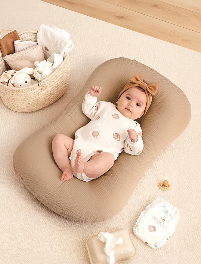Termichy Baby Lounger Cover Muslin: Soft Cotton Slipcover for Snuggle Me Lounger - Removable & Machine Washable for Daily Use - Zipper-Free & Skin-Friendly for Newborn Girls and Boys
