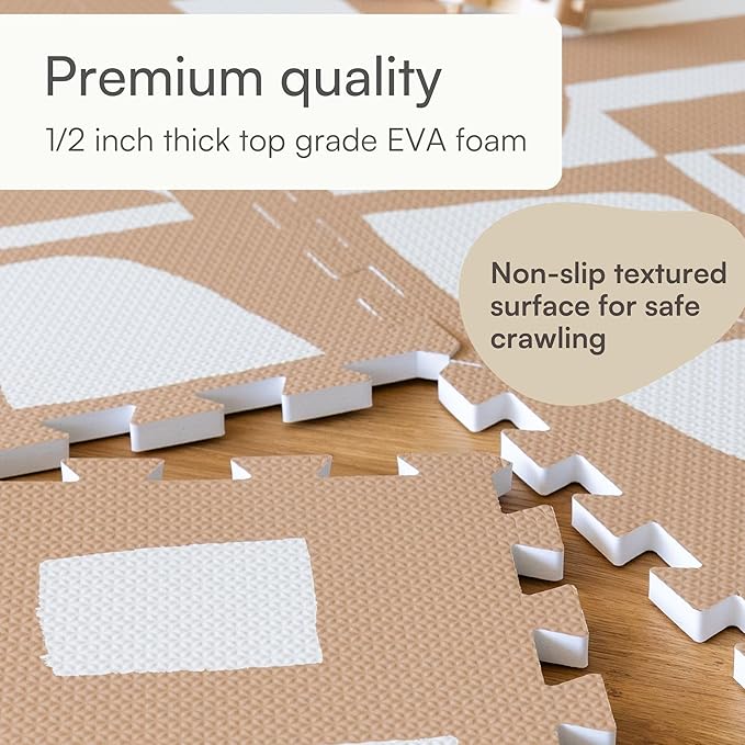 Lillefolk Baby Play Mat for Floor – 6x6ft Terracotta | Non Toxic Premium EVA Foam Tiles for Early Development Play, Crawling & Playroom – Waterproof Interlocking Mat for Babies & Toddlers (9 Tiles)