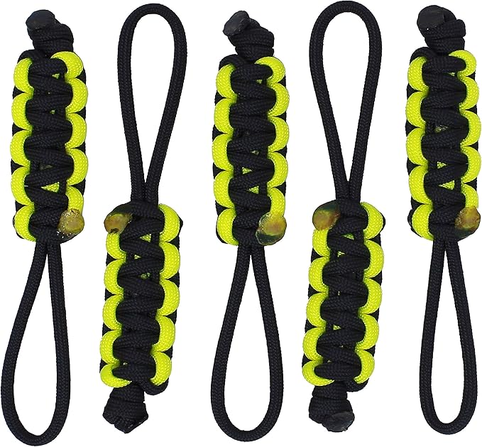 BubbasGarageTv - Large Heavy Duty Paracord Zipper Pulls (Neon Yellow)