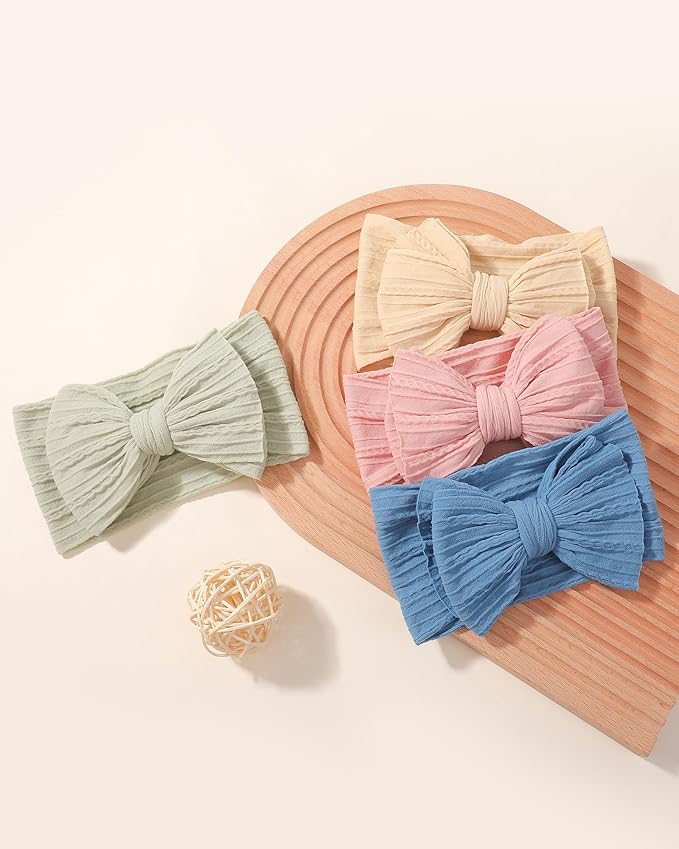 jollybows 12 PCS Baby Nylon Headbands Handmade Wide Baby Girl Bows Headbands Elastics HairBands Hair Accessories for Newborn Infants Toddlers Kids