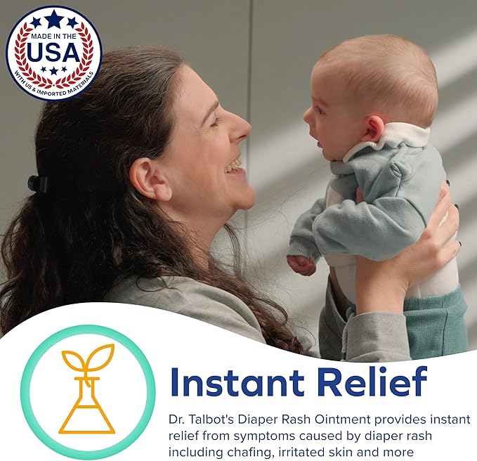 Bundle of Dr. Talbot's Diaper Cream Brush + Dr. Talbot's Diaper Rash Ointment, Zinc Oxide Skin Protectant with Balsam, No Dyes, Parabens, or Preservatives, 4 oz
