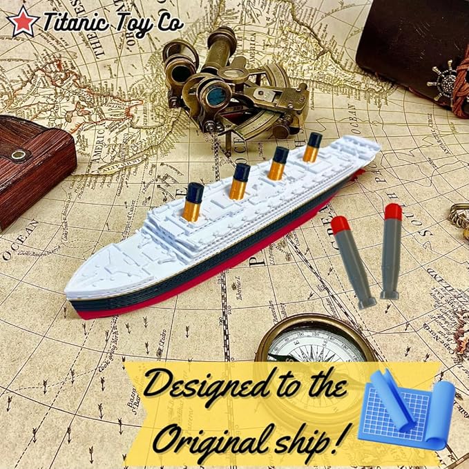Olmypic Bath Boat And Pool Toy,Break In Half RMS Titanic Toys For Kids, Historically Accurate Breakable Titanic Toy, Titanic Ship, Titanic Cake Topper (Olympic + Torpedoes)