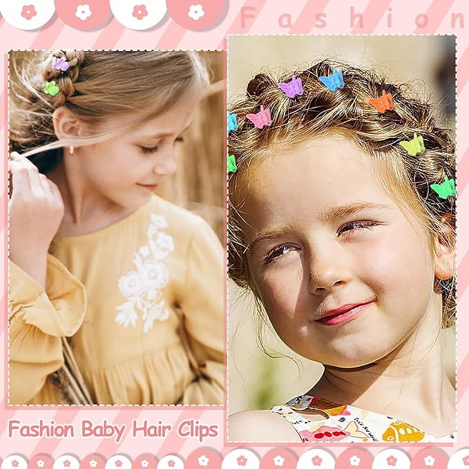 112 Pcs Baby Hair Clips - 28 Color Mini Flower and Butterfly Clips for Girls, Toddlers - Small Claw Clips With Organizer Box - Cute Hair Accessories