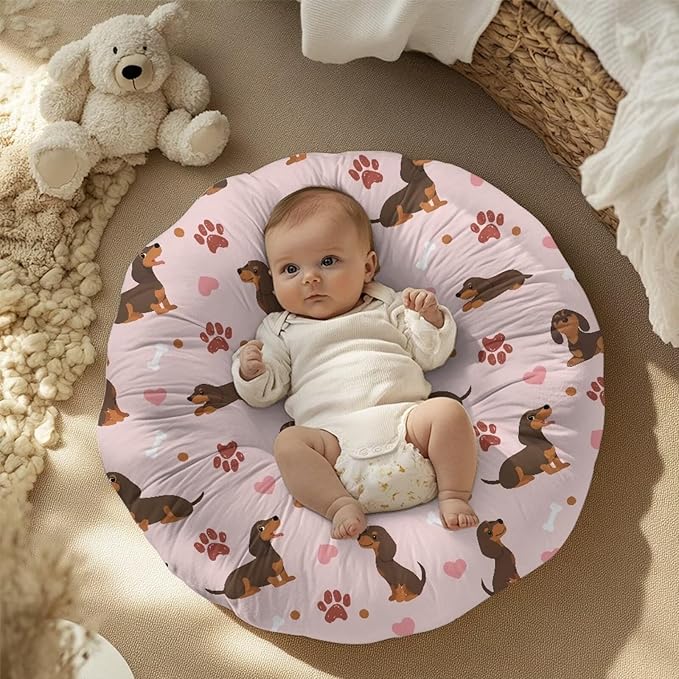 Dachshund and Paw Newborn Lounger Pillow Cover Removable Protector Cover for Infant Lounger Pillow, Soft Snug Fitted Baby Lounger Slipcover Easy to Use and Dustptoof