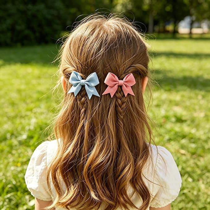 20PCS Fabric Bow Hair Clips, Swallowtail Shape, Multicolor Butterfly Bow Barrettes for Girls, Daily Spring Autumn Hair Accessories Alligator Clip for Little Girls Toddler Kids Teens