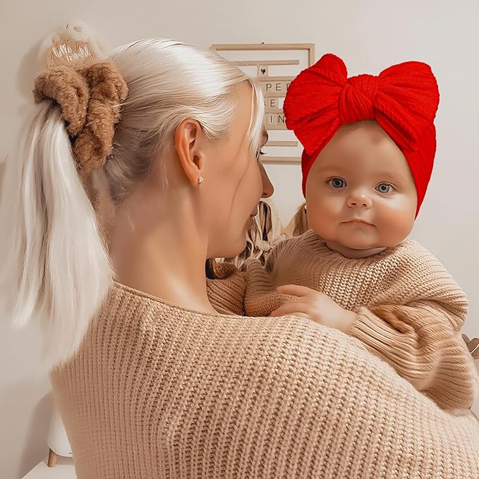 LemonSpace Handmade Halloween Thanksgiving Baby Bows for baby girls Stretchy Nylon Hair Bands Hair Accessories with Orange Headbands Bows for Newborn Baby Girls Infant Toddlers Kids Bow(Orange Black)