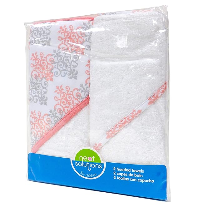 2 pack Baby Hooded Towel Set - Pink Trim