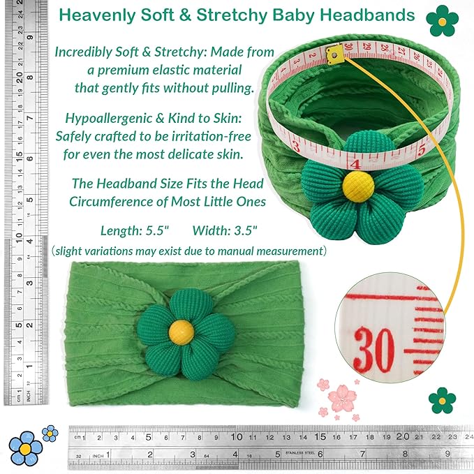 JOYOYO 10 Colors Baby Flower Headbands Baby Girls Nylon Headband Soft Hairbands Hair Accessories for Newborn Infant Toddler Kids