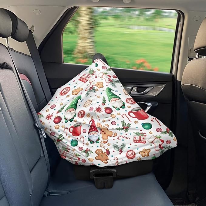 AFPANQZ Christmas Day Stretchy Baby Car Seat Covers Nursing Breastfeeding Cover Breathable Multiuse Infant Carseat Canopy Stroller Cover Scarf All Seasons