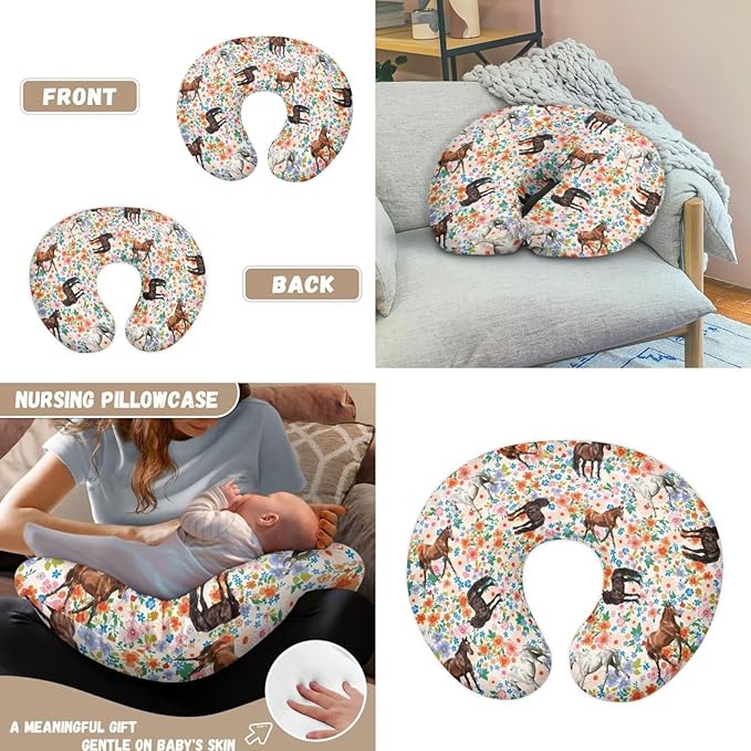 Flowers Carseat Canopy High Stretchy Baby Nursing Pillow Cover 2pcs Baby Essentials Sets Romantic Babies Shower Stuff for Newborn Baby Feeding Essentials