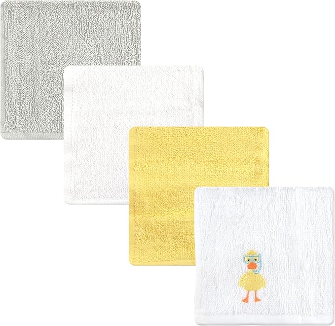 Luvable Friends Unisex Baby Super Soft Cotton Washcloths, Scuba Duck, One Size