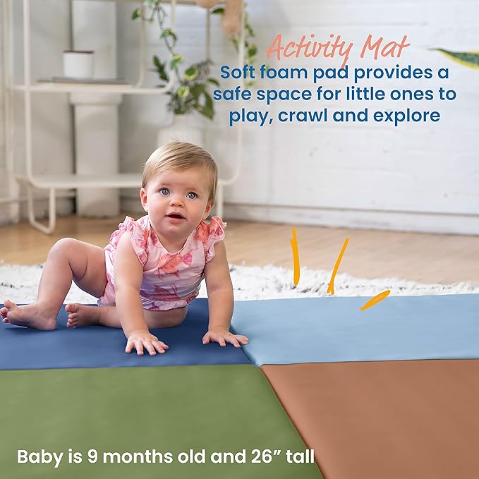ECR4Kids SoftZone Quad Fold-N-Go Activity Mat, Folding Playmat, Contemporary
