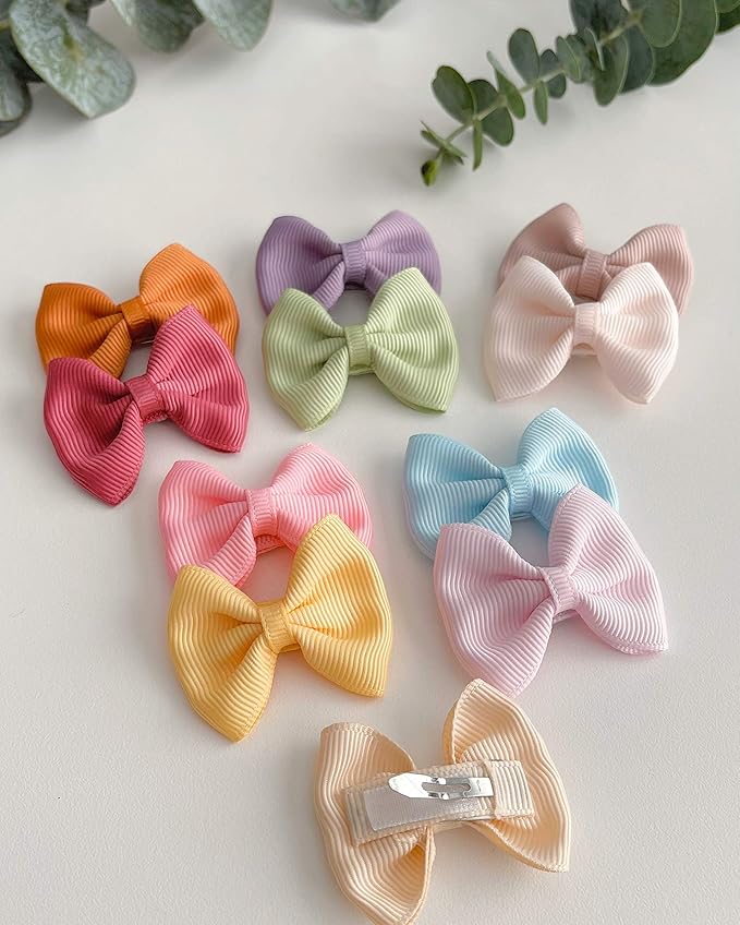 Baby Girl Hair Bow Clips for Newborns Infants Non Slip Fine Hair Tiny Barrettes (Rose)