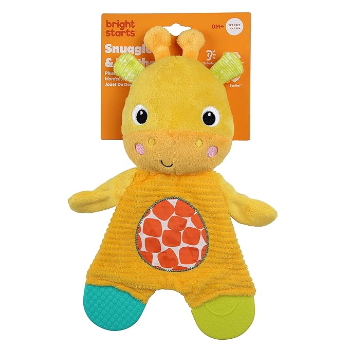 Bright Starts Snuggle & Teethe BPA-Free Crinkle Teething Plush Baby Toy - Giraffe,(Pack of 6)