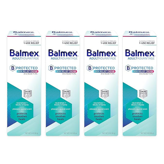 Balmex Adultadvantage Bprotected Skin Relief Cream, With Skinshield Technology To Protect, Soothe And Heal Sensitive Skin, 3Oz (4 Pack)