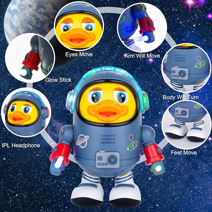 Baby Toys, Electric Space Duck, Electric Music Toy,Electric Toys with Lights and Sounds, Moving Walking Dancing Toys for Toddler (Space Duck)